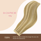 GOO GOO Tape in Hair Extensions Human Hair, 16/22 Light Blonde Highlighted Golden Blonde, 26inch 120g 40pcs, Skin Weft Seamless Invisible, Silky Straight with Thick Ends, Remy Human Hair