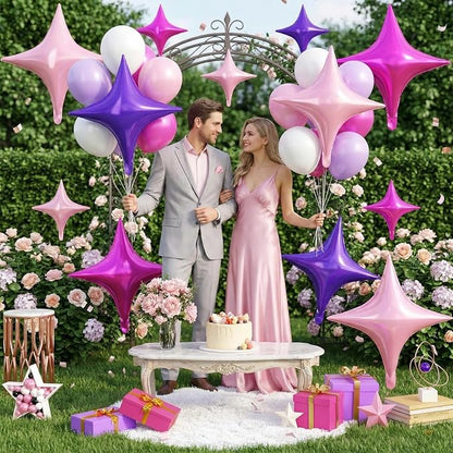 Pink Purple Star Balloons, 26 Inch and 10 Inch Pink Stars Shaped Balloon - Image 7