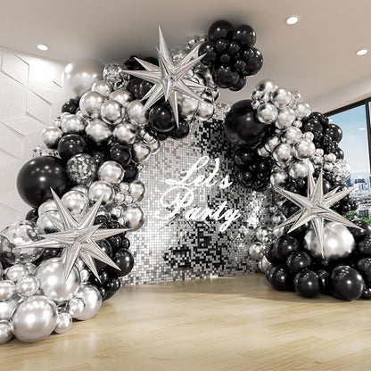 Black and Silver Balloons Garland Arch Kit by FOTIOMRG