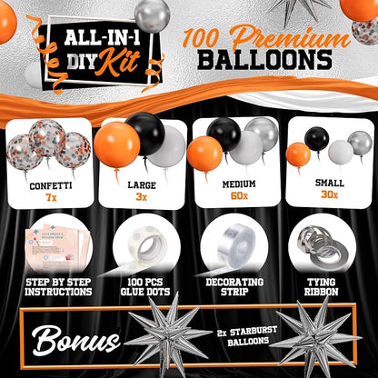 ALL-IN-1 Orange Black White Balloons Arch Kit - Image 3