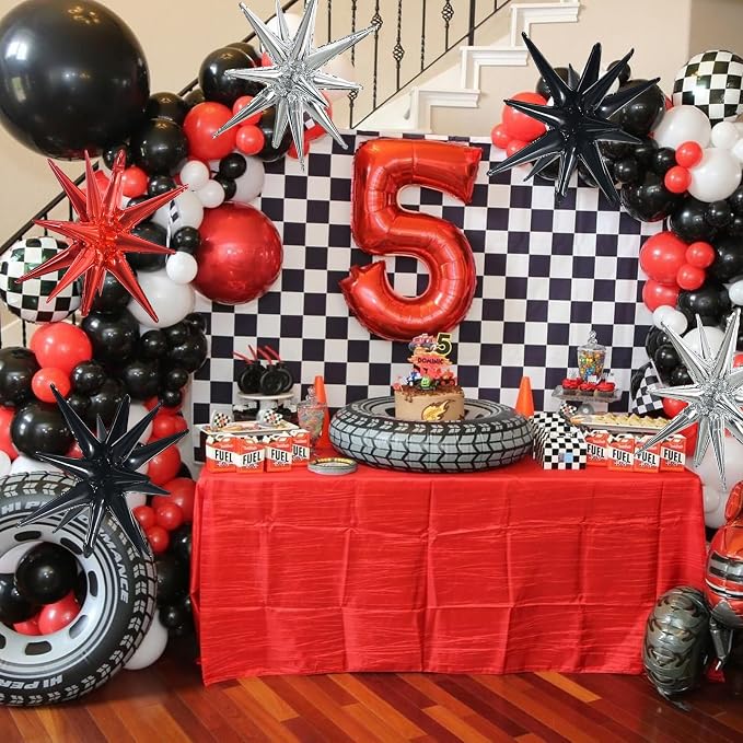 TONIFUL 8 Pcs Explosion Star Foil Balloon Black Silver Red Party Decoration | - Image 5