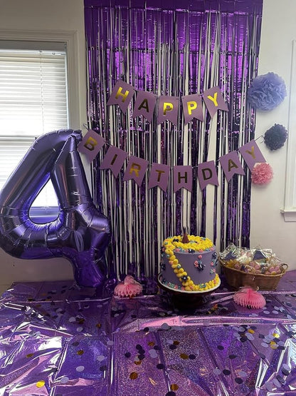 Number Balloons Purple 4 Balloon 40 inch - Image 3