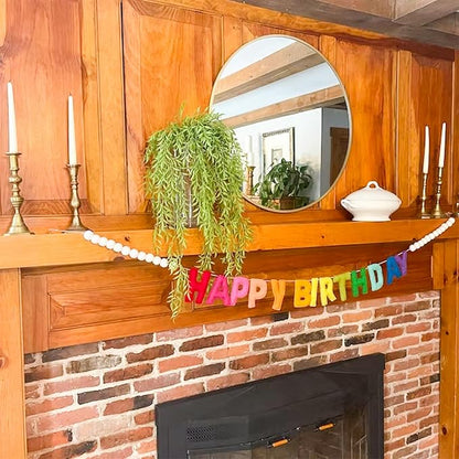 Pre-Strung Happy Birthday Banner, Felt Ball Garland HAPPY BIRTHDAY Garland | 3D - Image 6