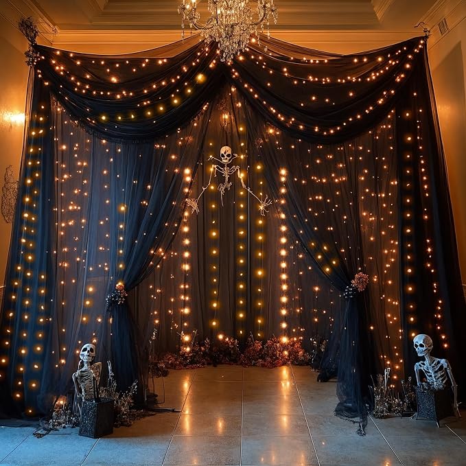 6 Panels Black Ceiling Drapes - Image 2