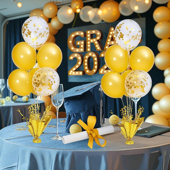 6 Set Gold Table Centerpiece Balloons Stand Kit - Image 2