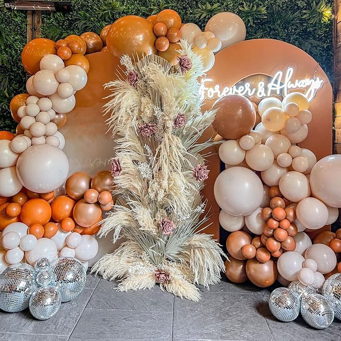 Fall Balloons Orange Gold, Burnt Orange Sand White Beige Blush Party Balloon - Image 3