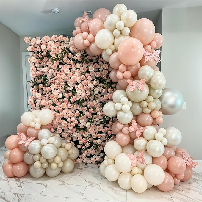 HILAVO Dusty Pink Balloon Arch Kit Boho Blush Pink Champagne Gold Double - Image 5