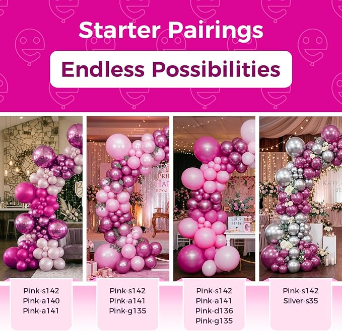 Bezente Metallic Hot Pink Latex Party Balloons 100 Pack 12 inch | Chrome Dark - Image 4
