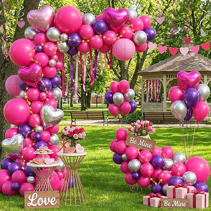 APLANET 150pcs Hot Pink Balloons Different Sizes 18 12 10 5 Inch Latex Magenta - Image 7
