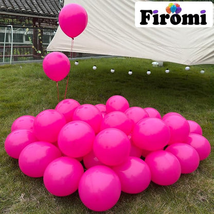 Firomi Hot Pink Latex Balloons 12-inch 100 Pack | Big Helium Round Magenta - Image 3