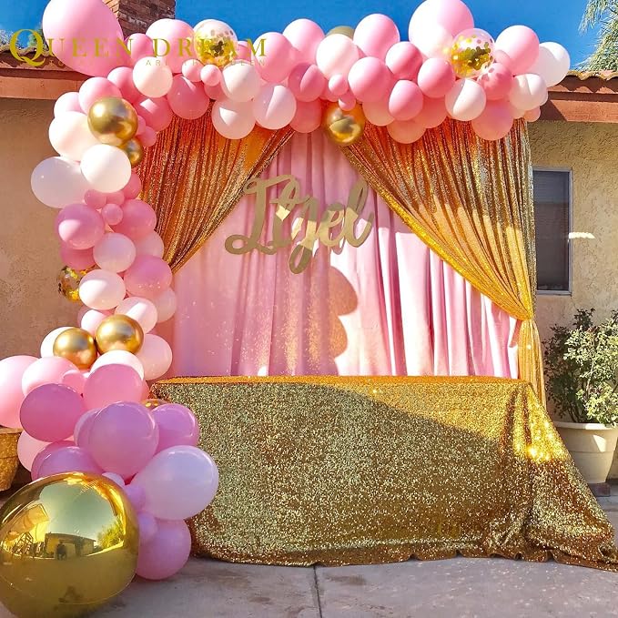 Gold Sequin Backdrop Drapes 4 Panels 2FTx8FT Glitter Backdrop Curtains | - Image 4