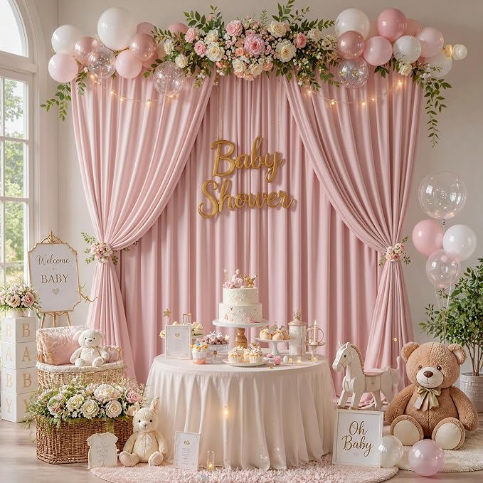50ft x 12ft Dusty Pink Backdrop Curtains - Image 7
