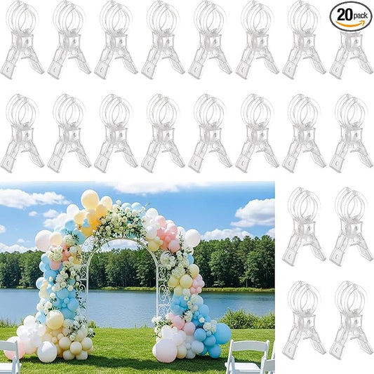 20 Pack Balloon Arch Clips, 3.5 Inch Heavy Duty Transparent Spring Clamps by Valhufogei