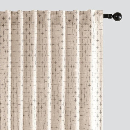 MIULEE Patterned Farmhouse Linen Curtains, Back Tab by MIULEE