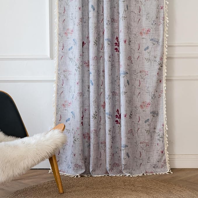 ENJOYBRIDAL Floral Curtains 63 Inch Long Semi Sheer Cute Drapes Light Filtering - Image 7