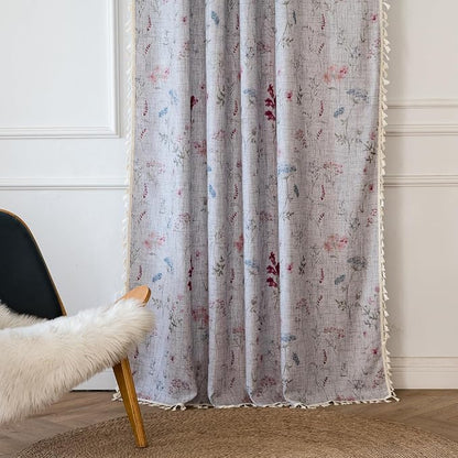 ENJOYBRIDAL Floral Curtains 63 Inch Long Semi Sheer Cute Drapes Light Filtering - Image 7