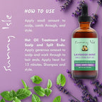 Sunny Isle Lavender Mint Hair and Strong Roots Oil 4oz | Infused with Jamaican Black Castor Oil and Biotin | Strengthen and Nourish Hair Follicles | Dry Scalp, Split Ends | Double Growth Formula