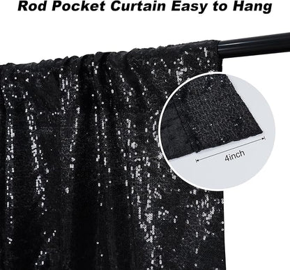 Juya Delight Black Sequin Backdrop, 10FTx10FT NO See-Through Photobooth - Image 3