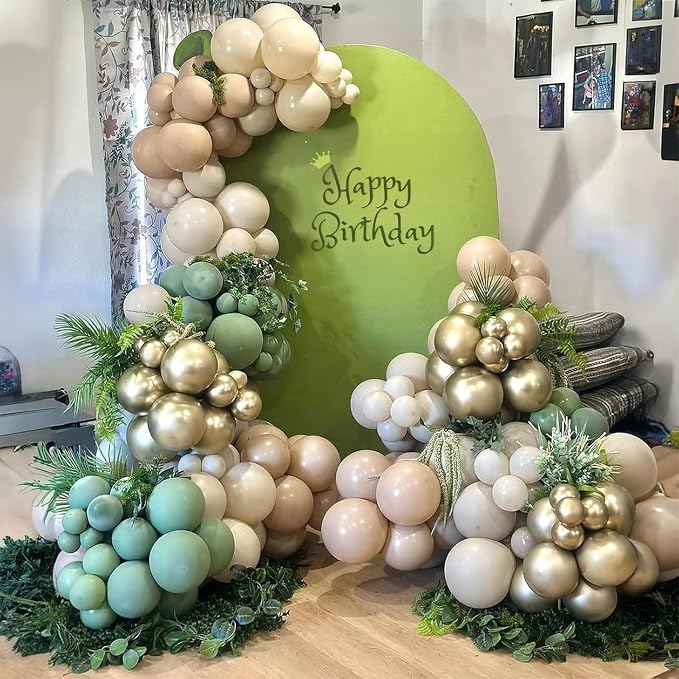 Sage Green Gold Balloons - Image 4