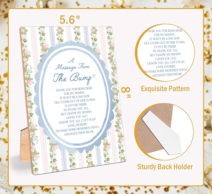 Sweet Floral Striped A Message From the Bump Baby Shower Signs, Grandmillennial - Image 2