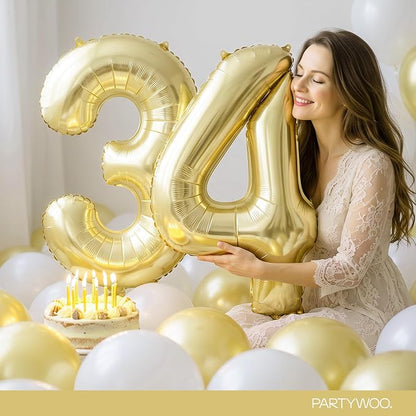 PartyWoo Number Balloons 40 Inch Gold Number 40 Kit 33pcs - Image 8