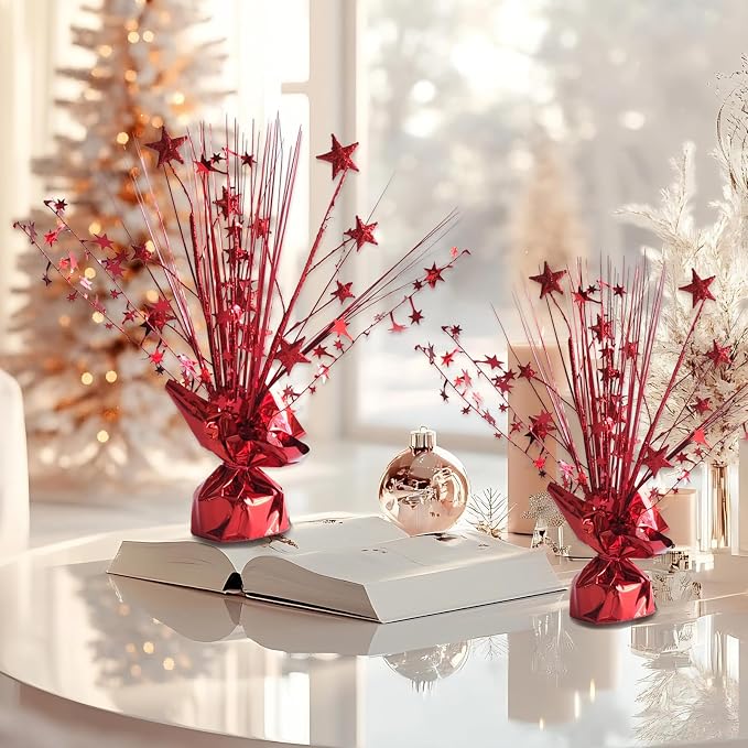 12 Pack Metallic Red Foil Spray Centerpieces Stars Brust Table Centerpieces - Image 4