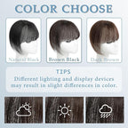 Clip in Bangs Real Human Hair 360° Cover French Bangs Brown Black Bangs Hair Clip 3D Fake Bangs with Fringe Hairpieces for Women Daily Wear