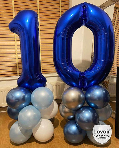 Navy Blue 10 Number Balloons, 40 Inch Giant Number 10 Balloons Foil Mylar - Image 5