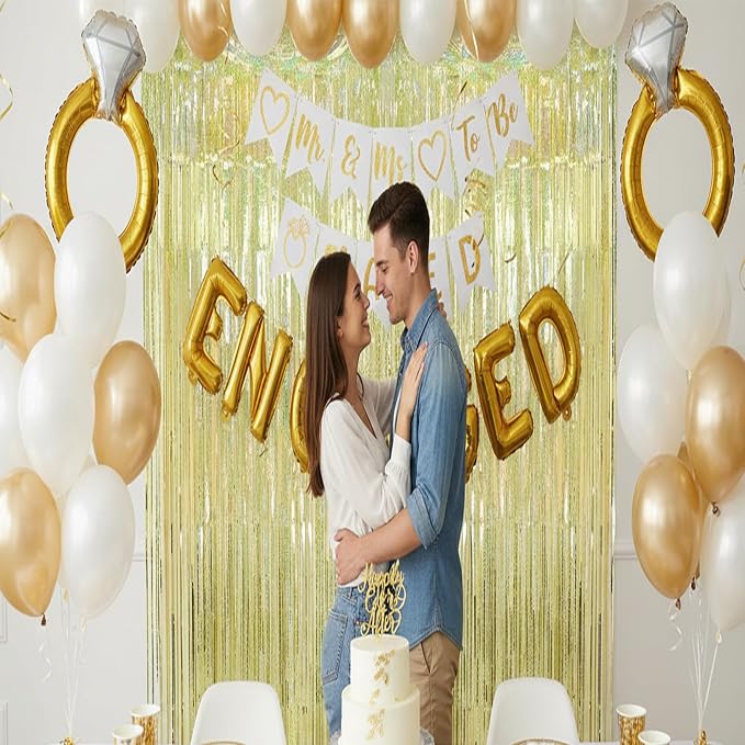 BRAVESHINE Tinsel Fringe Backdrop Gold Party Decorations 2 Pack | 3.2x8.2ft - Image 5