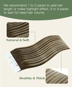SURNEL Injected Seamless Tape in Extensions Human Hair 20Inch Chocolate Brown to Caramel Blonde Invisible Tape in Extensions 20 Pcs 45g(#4274,20)