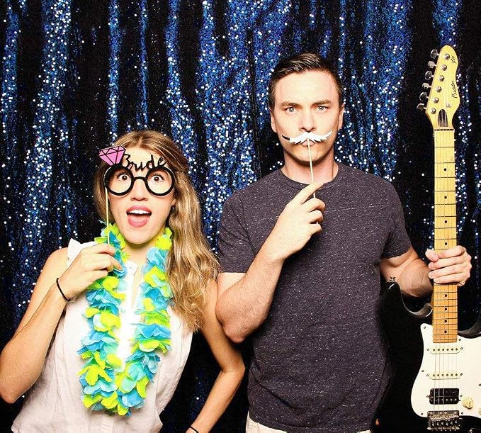 JYFLZQ Navy Blue Sequin Backdrop Curtains 7ft x 7ft 1 Panel Glitter Photo Booth - Image 3
