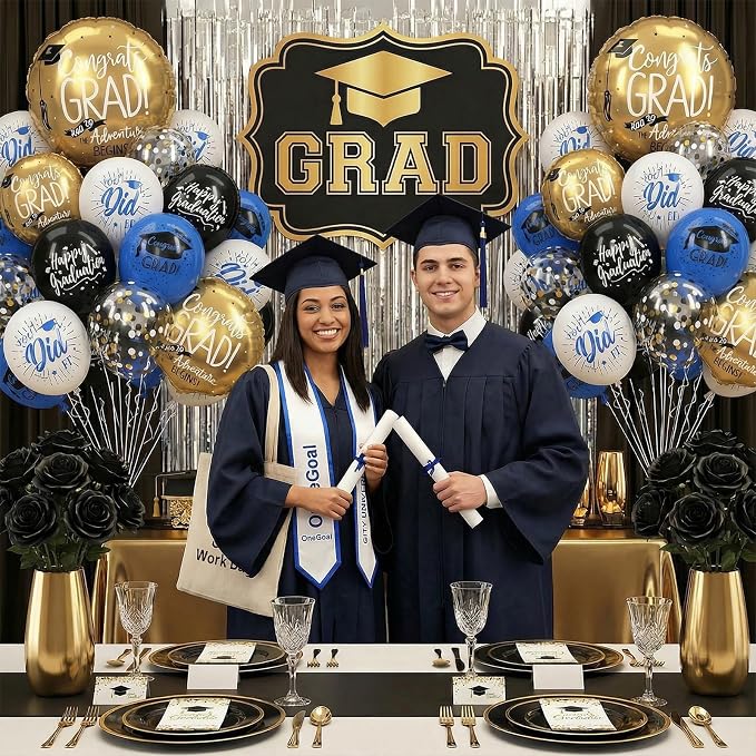 HILAVO Blue and Black Graduation Balloons 2026 Graduation Decoration 18 In Grad - Image 3