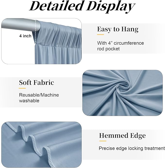10ft x 15ft Dusty Blue Backdrop Curtains - Image 5