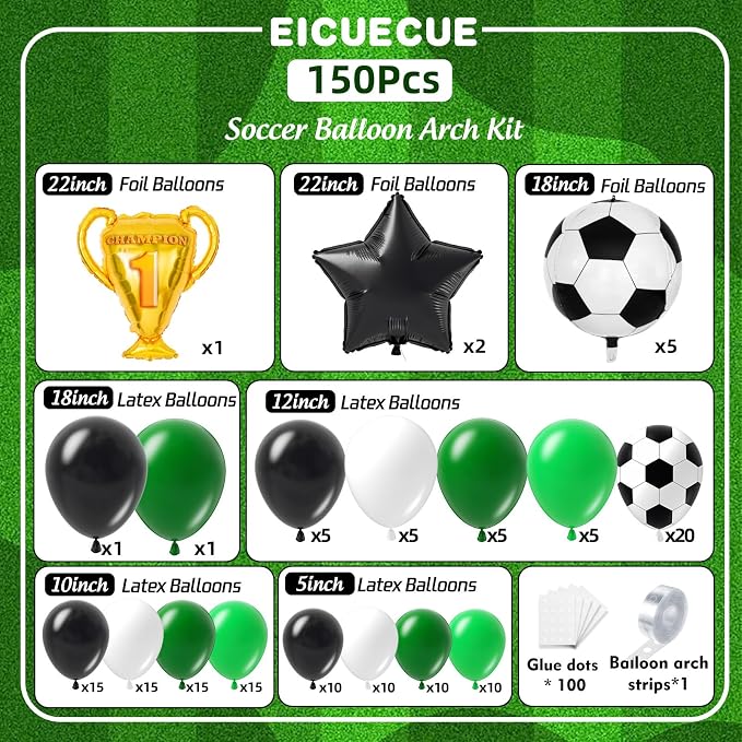 Soccer Balloons Garland Arch Kit 150Pcs - Image 2