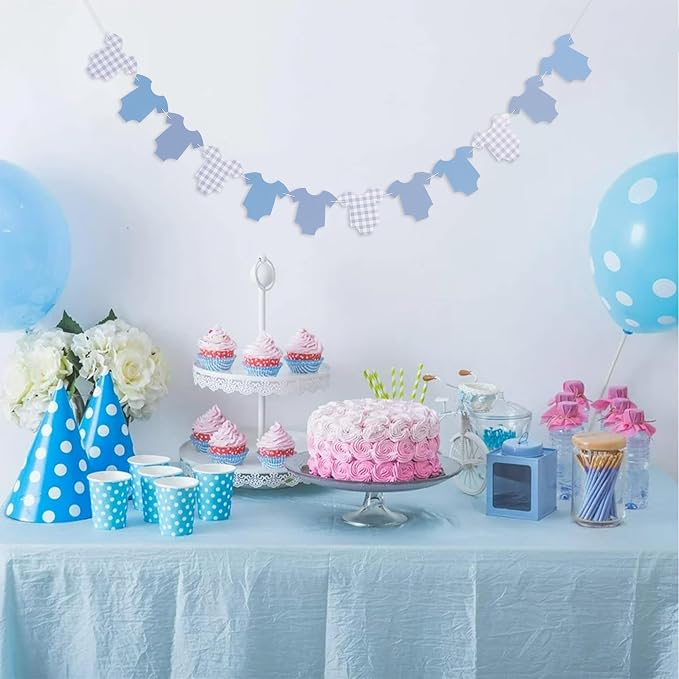 Blue Bodysuit Banner, Baby Shower Decoration | Girl Boy Baby Shower Decor - Image 4