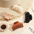 DEEKA 4 PCS Double Row Teeth Hair Claw Clips 2.5" Medium Hair Clips for Thin Hair Small Matte Clips Short Fine Hair Accessories for Women and Girls -Black Brown