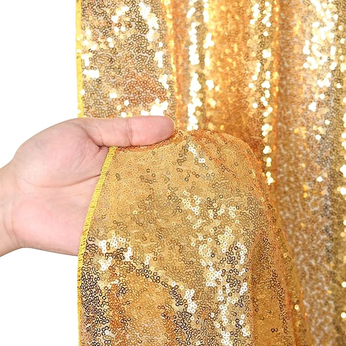 7ft x 7ft Gold Sequin Backdrop Curtain Glitter Photo Booth Backdrop | Glitter - Image 8