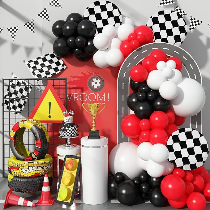 Racing Car Balloons Arch Garland Kit, Wheels Balloon by Paeyeq