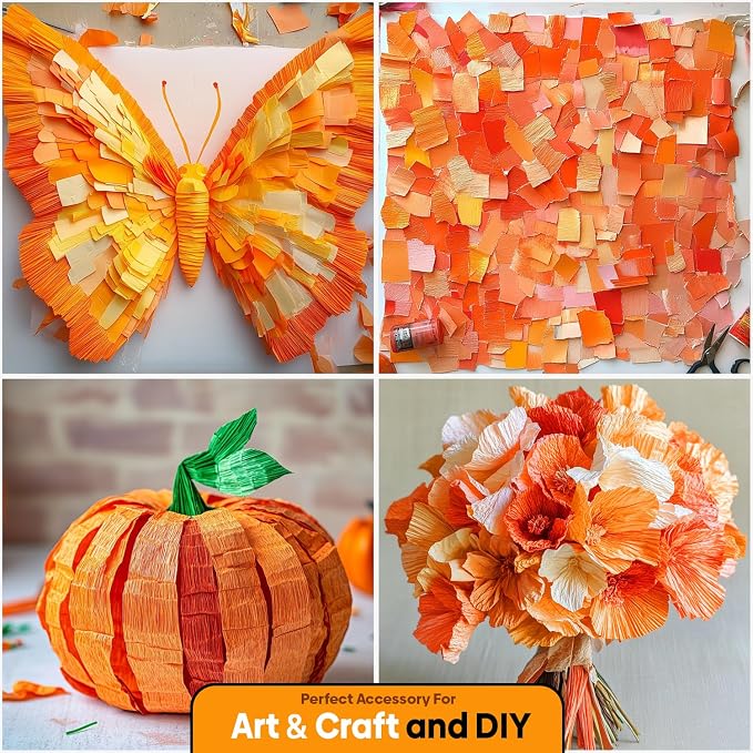 6 Orange Streamers with White, 492ft Pack of Crepe Paper Party Decorations | - Image 5