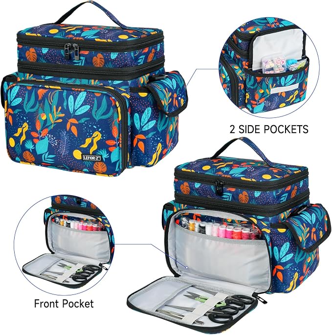 LEFOR·Z Small Sewing Supplies Organizer Bag, Sewing Box | Double-Layer Sewing - Image 4