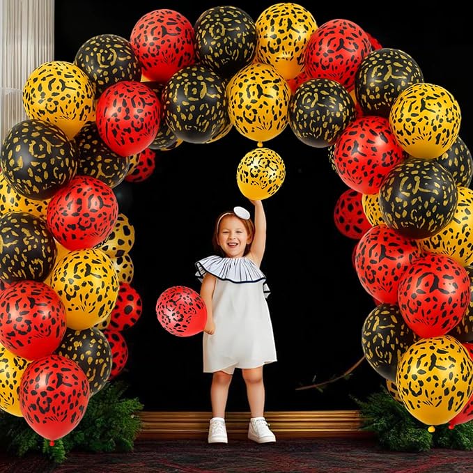 Gejoy 50 Pcs Cheetah Balloons Gold Black Red Leopard Print Balloons 12 Inch - Image 5