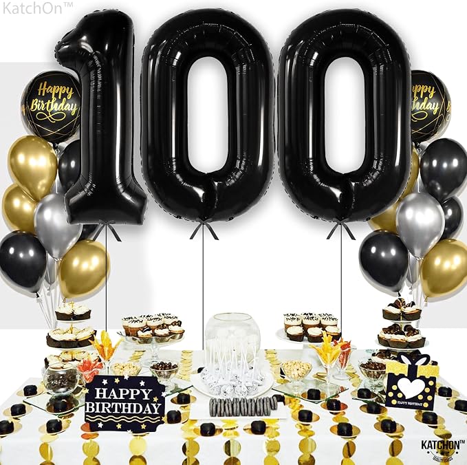 KatchOn Black 100 Balloon Number 40 Inch, 100th Birthday Decorations | 100K - Image 7