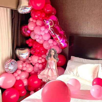 Hot Pink Balloons Different Sizes 135pcs 18 12 10 5 Inch Dark Pink Balloon Arch - Image 6