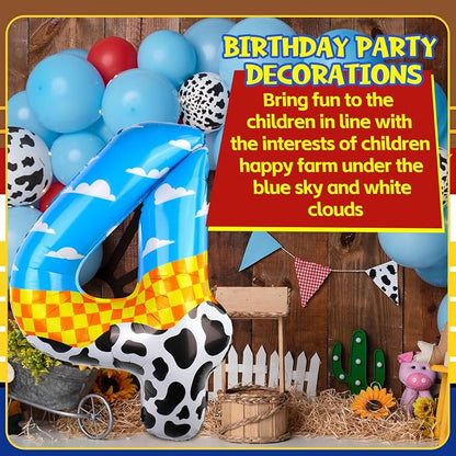 40 Inch Number 4 Balloon Blue Clouds Cartoon Story Balloons Toy Inspired Party - Image 3