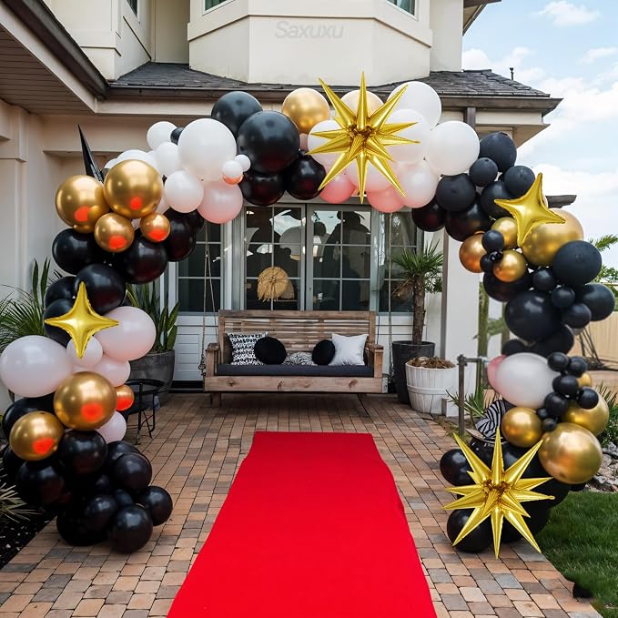Black and Gold Balloon Arch Kit, Star Foil Balloons, Confetti Balloon - Image 4