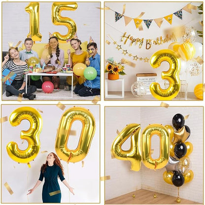 40 inch Gold Number Balloon Giant Foil Helium Balloons Gold Number 0 Balloon - Image 4