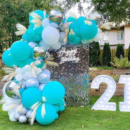 Voircoloria 130pcs Teal Balloons Garland Arch Kit, 18 12 10 5 Inch | - Image 6