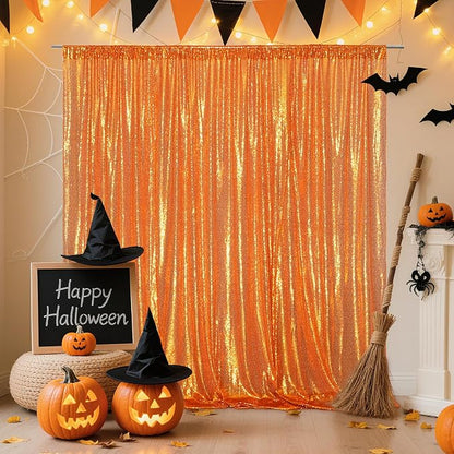 Poise3EHome Orange Sequin Backdrop, 10Ft x 10Ft Glitter Photography Background - Image 2