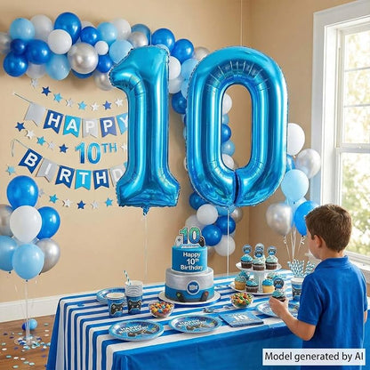 Light Blue Number 10 Balloon 40 Inch, Foil Numeral - Image 3