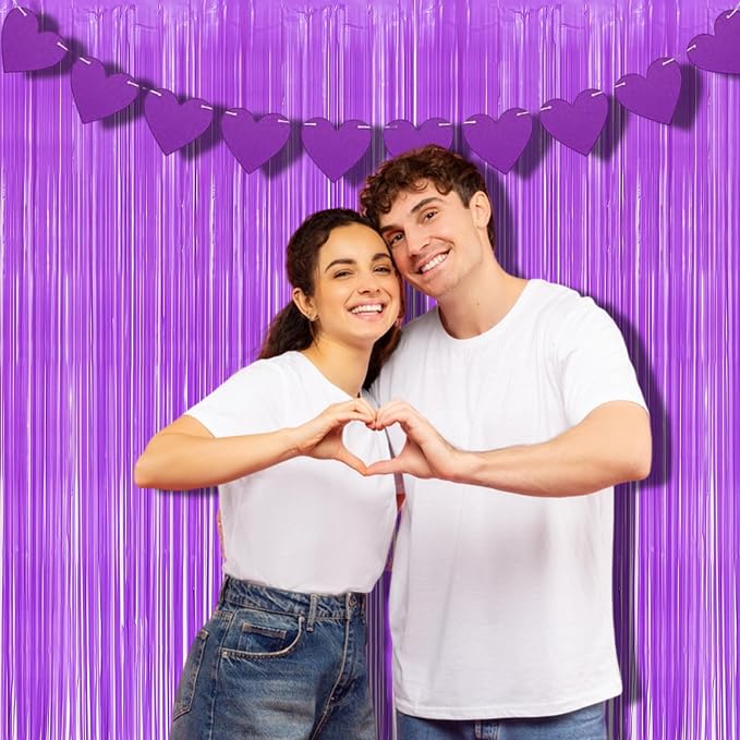 BRAVESHINE Purple Streamers Party Backdrop Pastel Fringe Curtains | 2 Pack | - Image 7